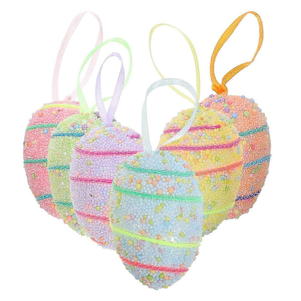6 st Påskägg Dekorationer Påsk Hängande Skumägg Ornament för Påsk DIY Hantverk Vårfest