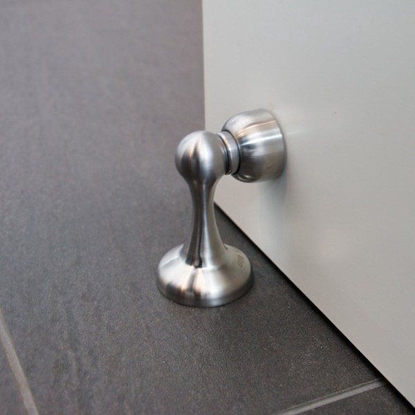 Magnetisk dørstopp i rustfritt stål-look - Dørstopp med gulv- og veggmontering - Magnetisk dørstopp - 4,9 x 5,8 x 8,3 cm