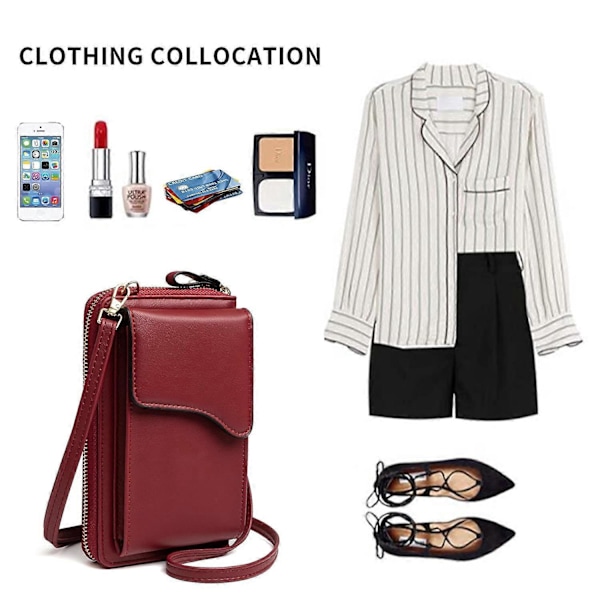 Lämplig Liten Läder Axelväska, Crossbody Väska Mobilplånbok Dam Lättviktig Crossbody Väska, röd
