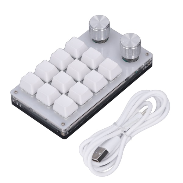 Mini USB-tastatur 12-taster multifunksjonelt programmerbart tastatur med 2 knotter for spilling