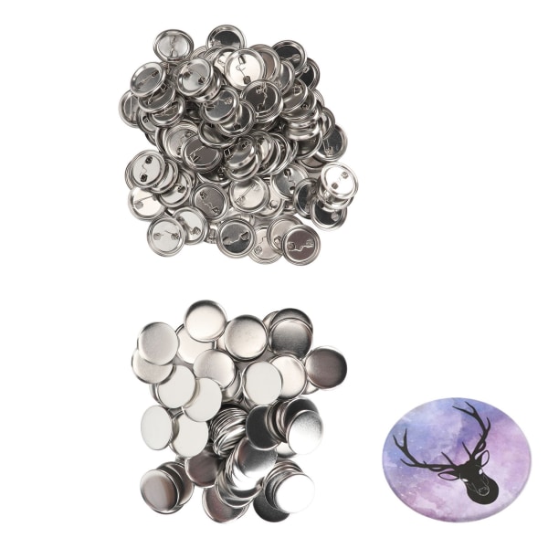 100 sæt Pin Back Button Parts Robust Metal Plast Rustproof Glatting Button Making Supplies til Badge DIY 37MM