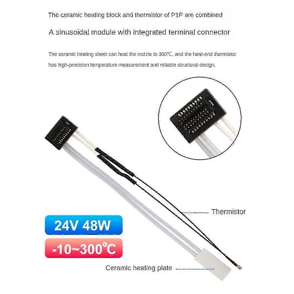 Kompatibel med Bambu Lab P1P P1S Termistor Keramisk Varmer 24V 48W Varmerør kompatibel med 3D-printing Termistor Hotend