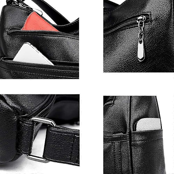 Naisten crossbody-laukku pehmeästä nahasta, olkalaukku, jossa useita taskuja, naisten crossbody-kukkaro säädettävällä olkahihnalla
