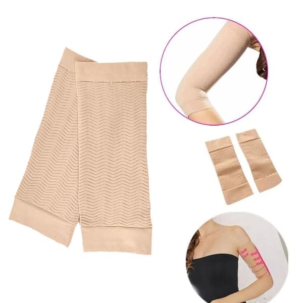 1 par slankeærmer, bløde, komfortable, åndbare, elastiske nylon, stor størrelse, kompressionsarmformere, hudfarve, fri størrelse