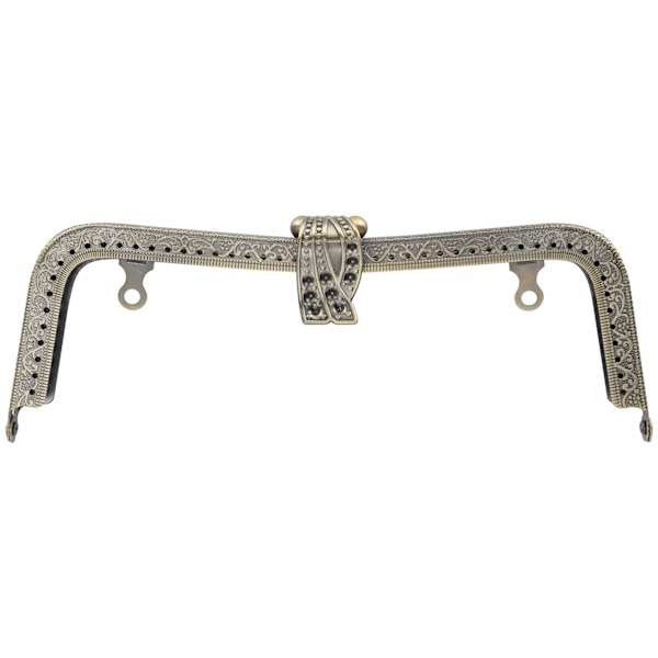 Metallveske Ramme DIY Kyss Clasp Lås Retro Preget Håndtak Maskinvare Tilbehør 20cmBronse B01-027—00476