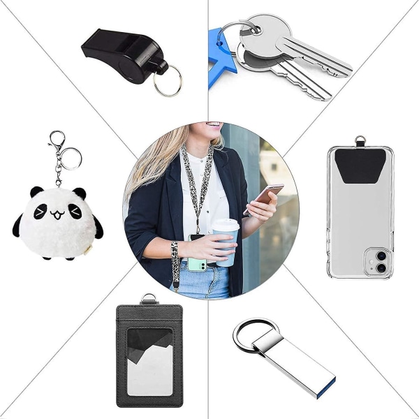 2-Pack svart mobiltelefon og nøkkelstropper for nakke og håndledd - Universelle telefon- og nøkkelstropper
