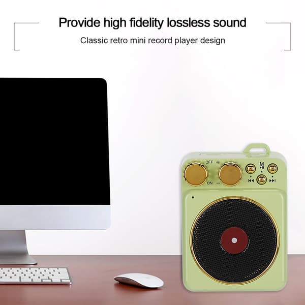 DC 3.7V Retro Bluetooth 5.0-högtalare med smart ljudröstutsändning för MP3 / TF-kortGrön