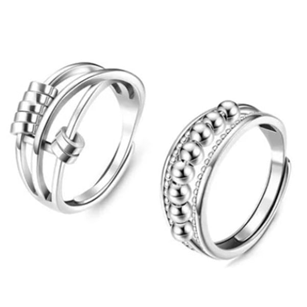 2 kpl etusormusyhdistelmä Unisex Open Multi Circle Rotating Bead -seoskorut Sormen lisävarusteet