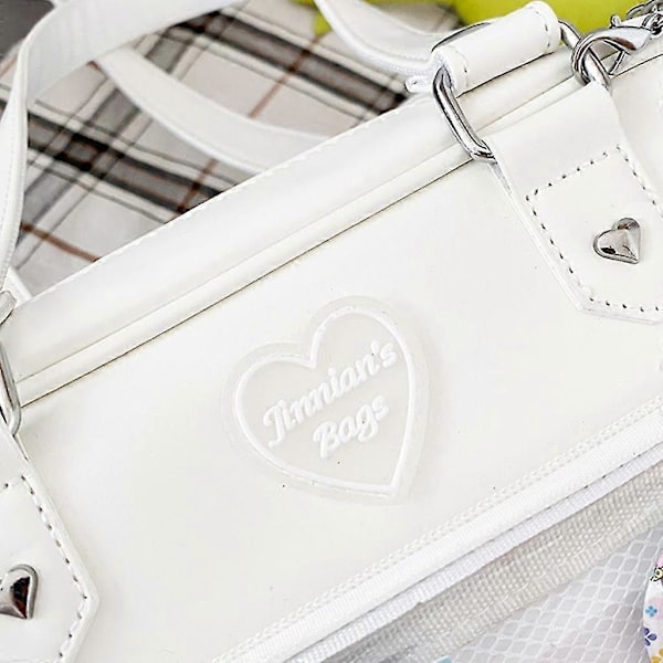 Japansk Harajuku Ita-väska för kvinnor - Transparent ficka Itabag för gymnasietjejer, svart