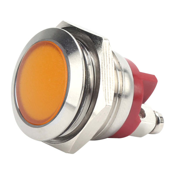 0,6 tommer LED-indikator, klart signallys, flammehæmmende base, IP66 vandtæt, universel (gul)