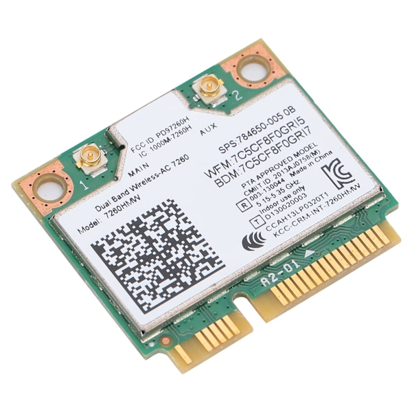 Trådløst netværkskort Dual Band 7260HMW 802.11AC Mini PCIE WiFi BT4.0 Adapter 2 Antenne