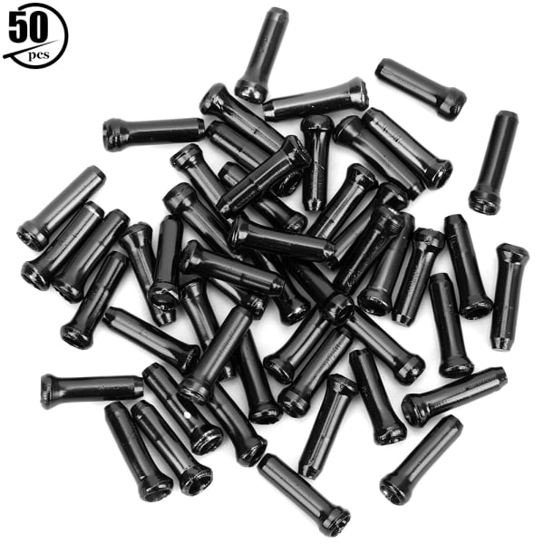 50 stk Sykkelbrems Wire End Core Cap Aluminiumlegering Shifter Kabel Crimps Bike Supplies Black