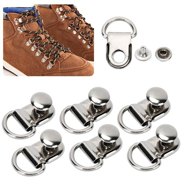 100 set Skosnörskrok DRing Eyelet Spänne Mässing Sko Läderväska DIY Nit Tool Silver 9x14mm