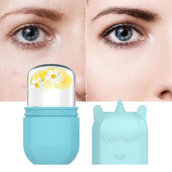 Ice Face Roller Mold Anti Slip Nesting Design Söt Smärtlindring Lättviktig Ice Facial Eye Roller för Hudvård Massage Blå