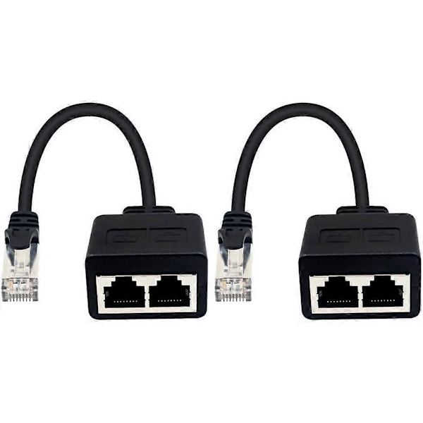 (1 pari) RJ45 1 uros - 2 naaras -sovitin Ethernet LAN-kaapelin jatkamiseen cat. 5/6. Surffaa netissä samaan aikaan