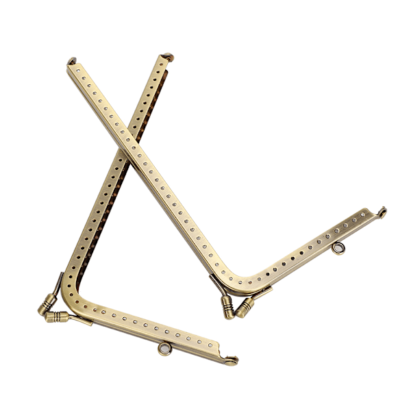 2 stk. Metalpungramme Taske Lås Lås Skræddersy DIY Tilbehør Legering L-formet Glat 18,5 cm