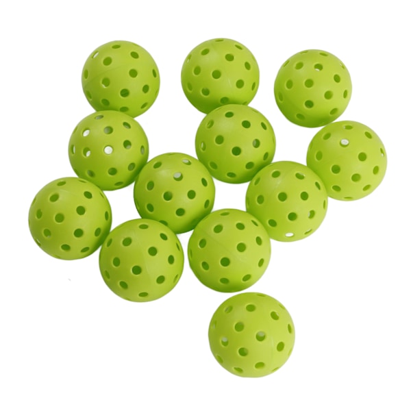 12 st 74 mm 40 hål Pickleballs PE-plast Hög elasticitet Pickleball Utomhus Hålbollar Gröna