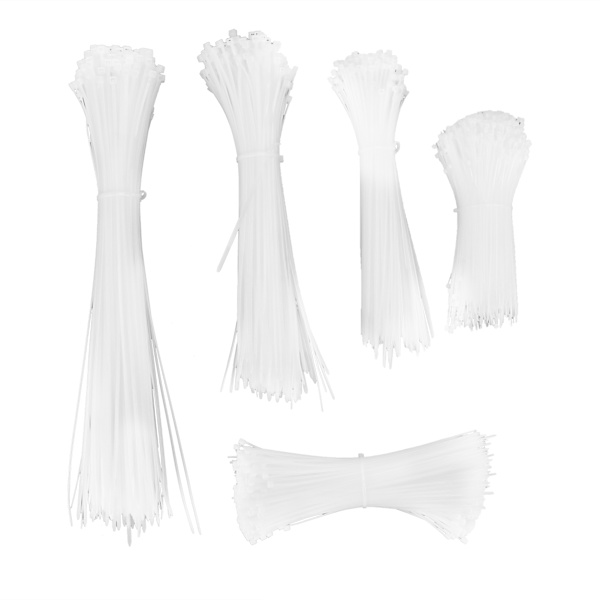 5 pakker med kabelbinderserier med engangsbruk i nylon