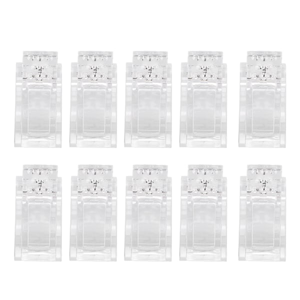 10 stk / sett Gjennomsiktige negletipsklips Poly Gel Quick Building Mold Clips Nail Gel Accessories