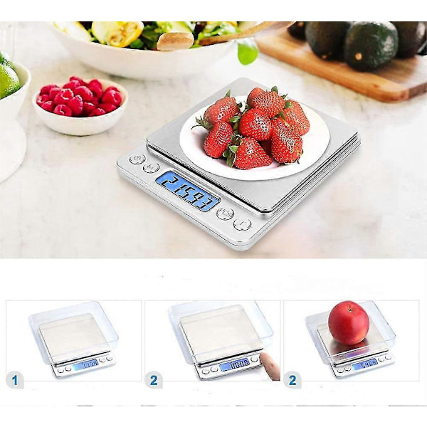 Digital Gramvåg 500g 0.01g Köksvåg Hög Precision Silver