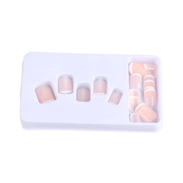 24 kpl French Nude Nails Lyhyt painallus Full Cover Ballerina tekokynsien vinkit päivittäiseen tee-se-itse-salonkiin