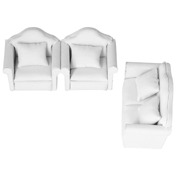 1:12 Dukkehuss Mini Sofa Ren Hvid 3 Dele Sofa Sæt Mini Stue Møbler Modeller Hvid