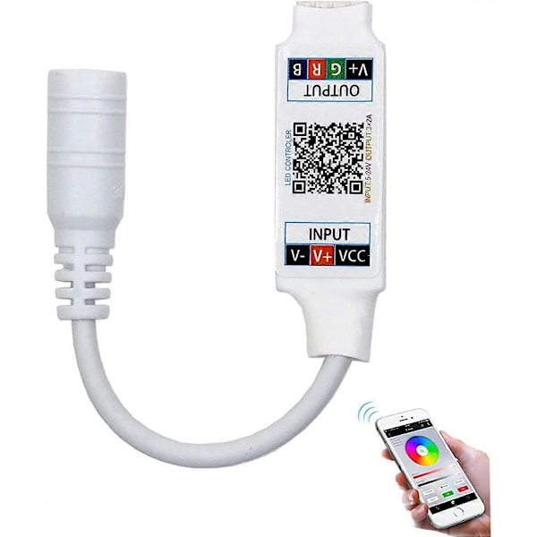 Mini Bluetooth RGB Kontroller DC 5V 12V 24V Musikk BT Smart App Strip Lys Kontroller for RGB LED Strip (Mini DC Bluetooth Hvit)