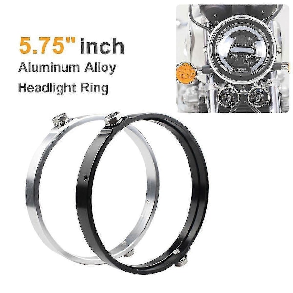 Universal Sort 5.75 Tommer Aluminium Rund Forlygtehus Forlygte Ring Monteringsbeslag Motorcykler