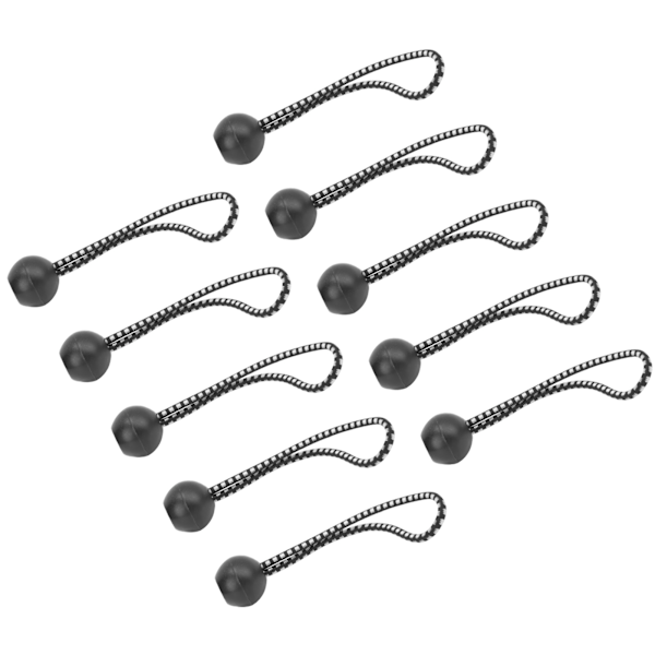 10 stk. teltklips fastgørelseskugleklips kugle bungee-snore med elastisk snor til baldakintelt sort og hvid