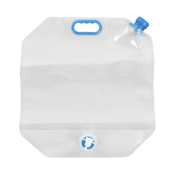 15L Sammenleggbar Vannbeholder Beholder Matkvalitet PVC Bærbar Bærehåndtak Camping Vannpose for Camping Ridning Blå