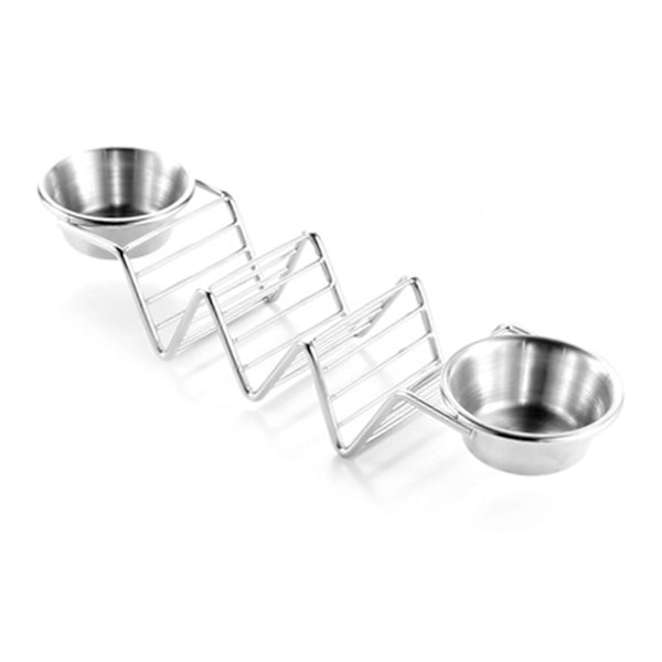 Taco Stand Rustfrit Stål 3 Rums V-Formet Blank Taco Holder Stativ til Køkken Hjem med Dobbeltsidede Saucekopper