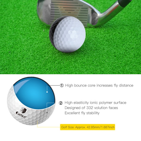 6 STK PU Sort Hvid Blød Høj Elastisk Fremragende Stabil Flue To Lag Indendørs Putter Assist Golf Øvebold