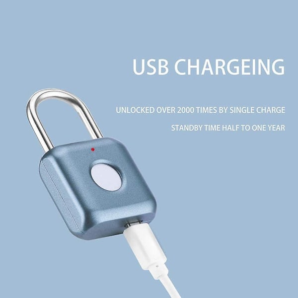 Bærbar USB-opladelig Fingerprintslås Smart Nøgleløs Hængeslås til Skab Rygsæk Kuffert Rejse Skab Skuffe Indendørs Skole