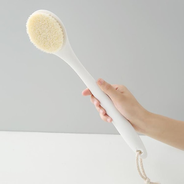 Comfy Bristles Langskaftet Bade- og Kropsbørste til Mild Eksfoliering, Forbedret Hudsundhed og Skønhed - Tør eller Vådt Børstning (Hvid)