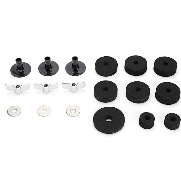18 st Set cymbalfiltsats svart halkfri cymbalsats med hög hatt Clutchkopp filt (svart)