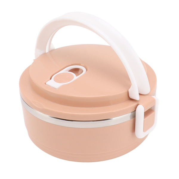 Isolert lunsjboks i rustfritt stål med silikon, runde pustehull, ergonomisk håndtak, Bento-boks for skole, rosa