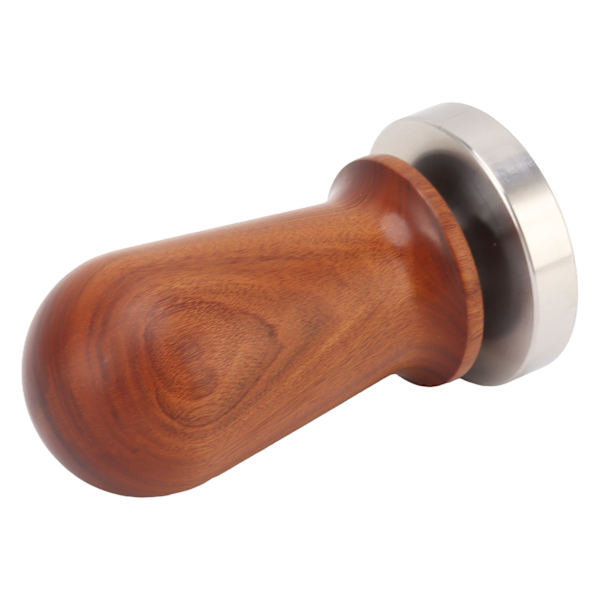 Kaffe Tamper med flad rustfrit stål base træhåndtag Kaffe Pulver Press Tamping Værktøj 58mm / 2.3in