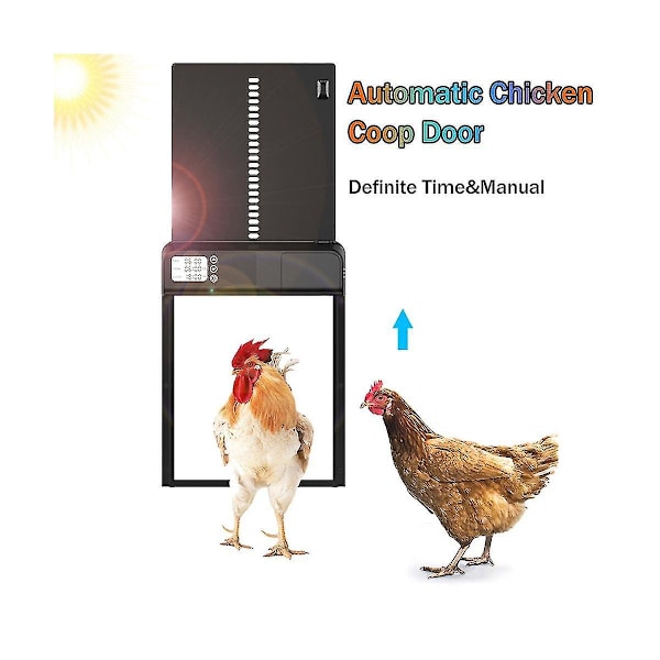 Smart Automatisk Hönshusdörr, LCD-Display Hönshusdörröppnare Med Manuell Och Timerkontroll