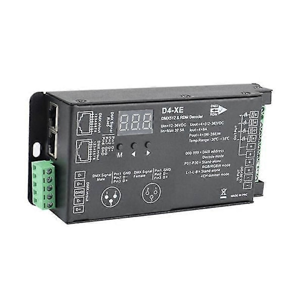 4CH D4-XE DMX Decoder Controller PWM Flimmerfri Dimning 12V-36V Digital Display 2000Hz 500HZ kompatibel med RGB LED-lampor