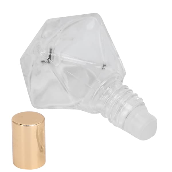 Roll On Påfyllbar Parfymeflaske Tomme Glass Aromaterapi Eterisk Olje Rollerflasker 8ml (Gullhette Glassperler)