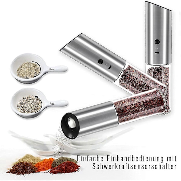 Oppladbar Elektrisk Pepperkvern, Automatisk Gravitasjonsstyrt Salt- og Pepperkvern, USB Oppladbar, Høy Kapasitet Justerbar C