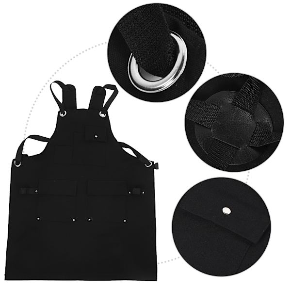 Outdoor Working Camping Canvas Trädgårdsförkläde med Multi Pocket Store Verktyg Svart