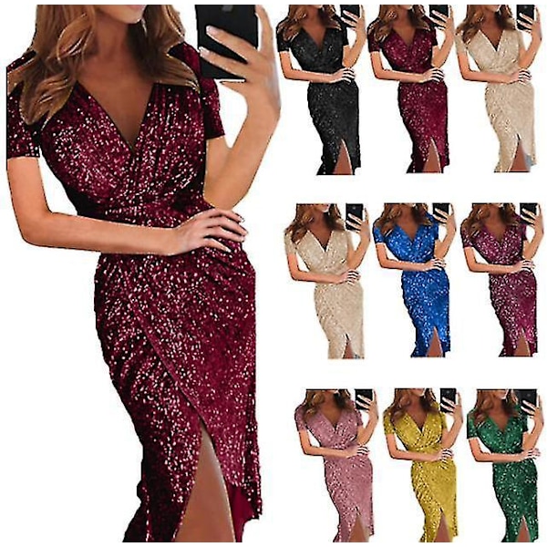 Sequin Sort Kjole til Kvinder i 3XL