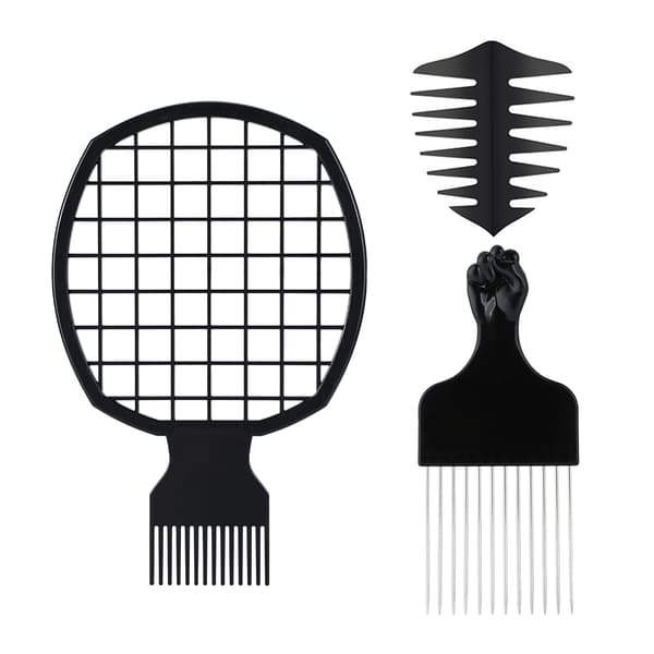 Hårkam 3st för 1 set Afro Comb Metall Pick Comb Frisyrsverktyg