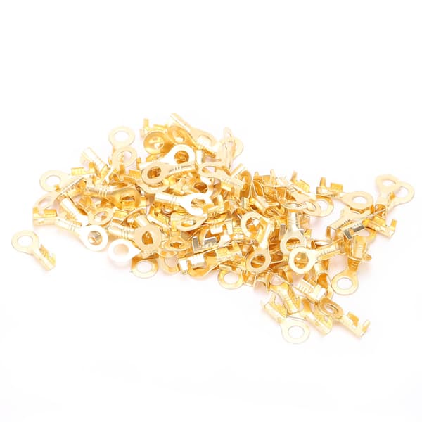 100 stk. ringterminaler i messing, koldpressede kabelkrympeender, stik M4 4,2 mm