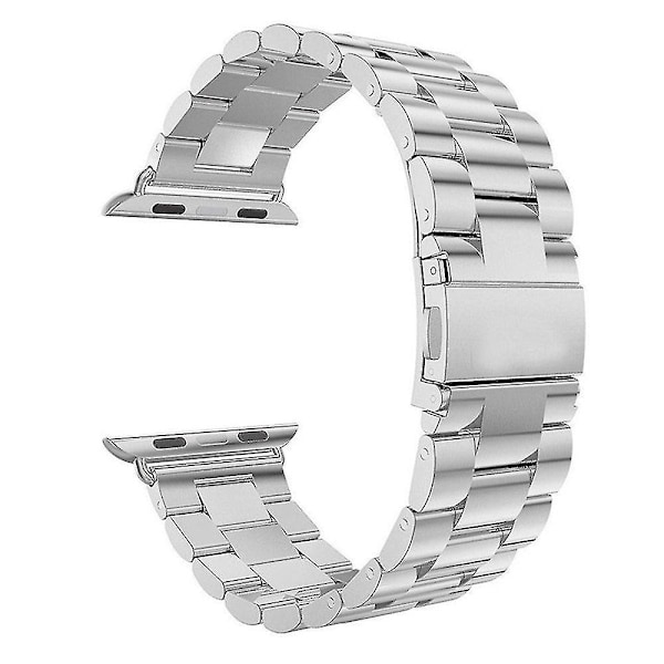 Ruostumattomasta teräksestä valmistettu rannekoru Apple Watchille 40mm 44mm 5 4 3, 38mm 42mm Sport Metal Bracelet 42mm Hopea