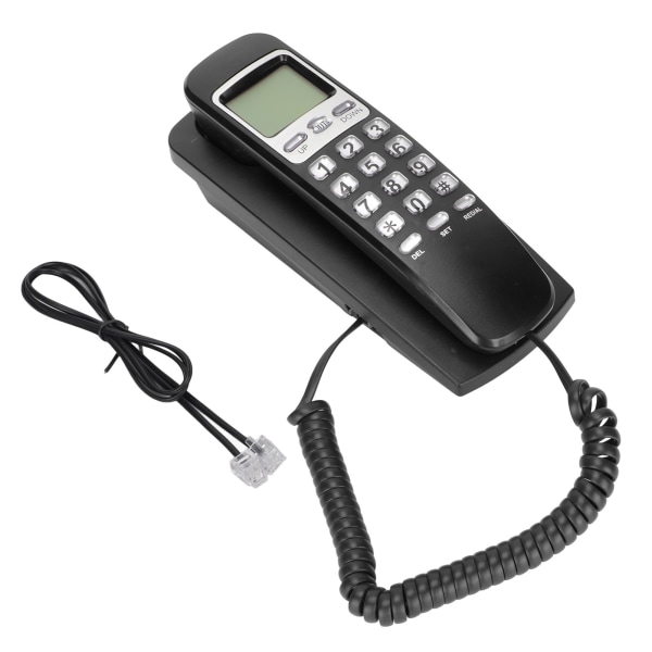 KXT777CID Veggtelefon med ledning LCD-skjerm Gjenoppringingsfunksjon Fasttelefon med ledning for hotellhjemmekontor (svart)