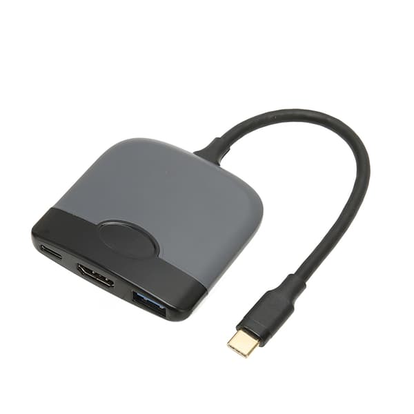 3 i 1 USB C til HD Multimedia Interface Adapter USB C til USB C USB3.0 Multiport Adapter Kompatibel med Type C Enheder Grå Sort