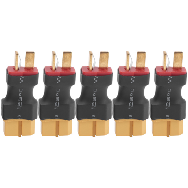 5 stk RC-flybatteriadapter TType hannkontakt XT60 hunnkontakt koblinger uten ledninger