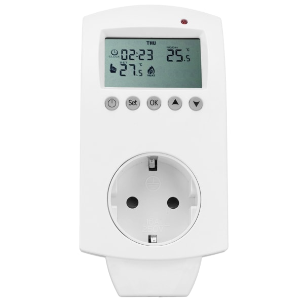 Plug-in termostat LCD programmerbar varmetemperaturkontroller 16A EU AC230V